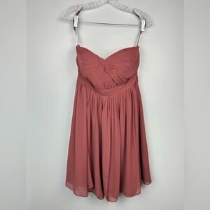 Jenny Yoo Keira Convertible Strapless Dress Short Chiffon Dusty Rose Pink Size 4